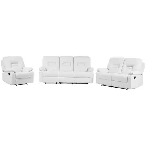 Faux Leather Manual Recliner Living Room Set White BERGEN