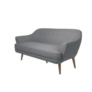 Loveseat Sofa, Linen Modern Upholstered Soft Accent Armchair Couch Solid Wood Frame - Gray