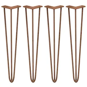 4 x 28" Hairpin Legs - 3 Prong - 10mm - Antique Copper