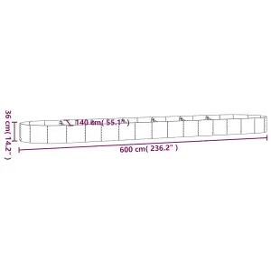 Berkfield Garden Planter Powder-coated Steel 600x140x36 cm Silver