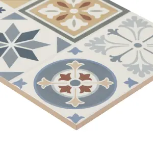 Konkrete Multicolour Matt Patchwork Ceramic Indoor Tile, Pack of 8, (L)600mm (W)200mm