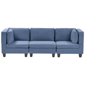 3-Seater Modular Fabric Sofa Blue UNSTAD