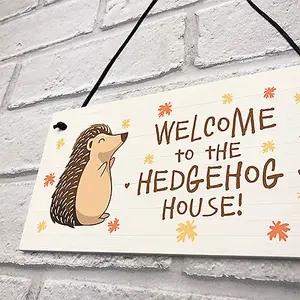 Welcome Hedgehog Sign Hanging Garden Shed Plaque Hedgehog Gift Family Gift Home Decor Plaque