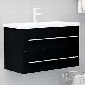 Berkfield Sink Cabinet Black 80x38.5x48 cm Engineered Wood