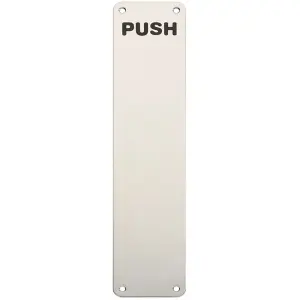 Push Engraved Door Finger Plate 350 x 75mm Bright Stainless Steel Push Plate