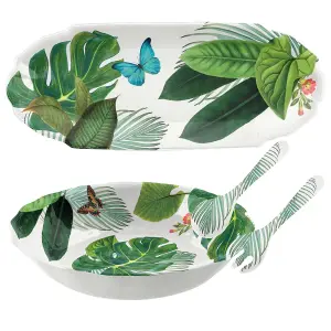 Purely Home Tropical Floral Melamine Salad Serving & Appetiser Platter Set