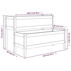 Berkfield Planter Grey 110x84x75 cm Solid Wood Pine