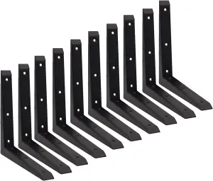 EAI Strong Shelf Bracket Mitre Reinforced Hi-Load Pattern - 200 x 200mm - Black - Pack of 10