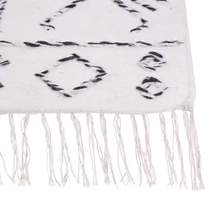 Wool Area Rug 140 x 200 cm White and Black ALKENT