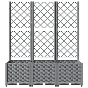 Berkfield Garden Planter with Trellis Light Grey 120x40x136 cm PP