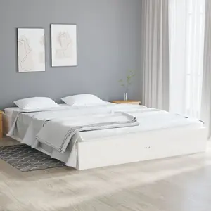 Berkfield Bed Frame White Solid Wood 120x190 cm Small Double