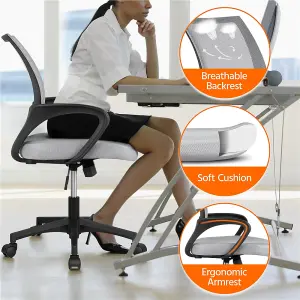 Yaheetech Ergonomic Mid-back Mesh Office Chair - Light Grey