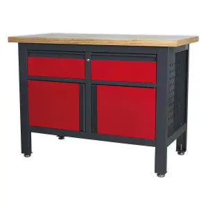 Sealey Workstation With 2 Drawers 2 Cupboards Heavy Duty 300kg Capacity AP1372A