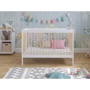 Adwolf Cot Bed with Mattress White/Pine