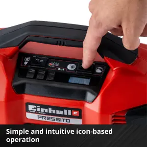 Einhell Power X-Change Cordless Portable Air Compressor - High & Low Pressure Use - With 3pc Adapter Set - Body Only - PRESSITO