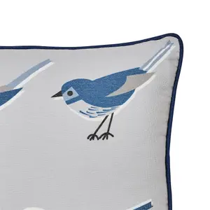 Aventurine Blue & grey Birds Indoor Cushion (L)50cm x (W)30cm