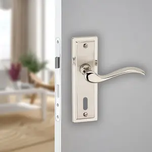 URBNLIVING 158mm Length 12 Pcs Porto Metal & Satin Nickel Lever Latch Door Keyhole Handle Set