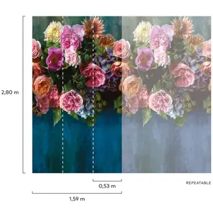 Grandeco Peony Bloom 3 panel repeatable mural 2.8 x 1.59m