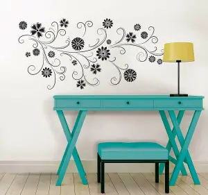 Wallpops Large Self-Adhesive Black & White Floral Silhouette Wall Art Stickers