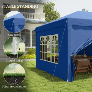 Outsunny 3m x 6m Pop Up Gazebo Party Tent Canopy Marquee with Storage Bag Blue