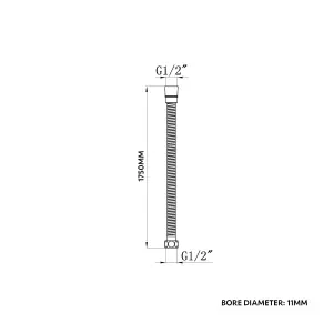 ENKI Chrome Flexi Stainless Steel Shower Hose Large Bore 1.75m