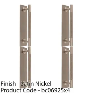 4 PACK - Knurled Drawer Bar Pull Handle & Matching Backplate - Satin Nickel 200 x 40mm