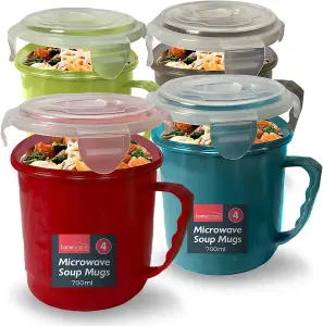 4pk Soup Containers with Lids - Microwavable Soup Mug with Lid - 700ml Microwave Bowl Soup Storage Containers