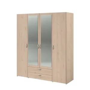 PARISOT DAILY 4 DOOR WARDROBE WITH MIRROR OAK EFFECT