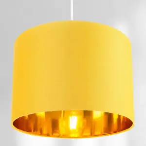 Contemporary Ochre Cotton 10 Table/Pendant Lamp Shade with Shiny Gold Inner