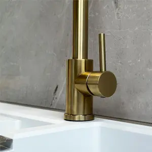 Liquida GD387BR Single Lever Multi Use Pull Out Brushed Brass Kitchen Mixer Tap