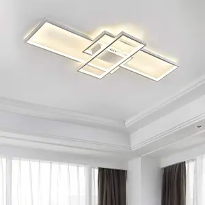 Garwarm White Ceiling Light Dimmable LED Chandelier with Remote Control, 50W Ceiling Lamp for Bedroom Dining Living Room Kitchen