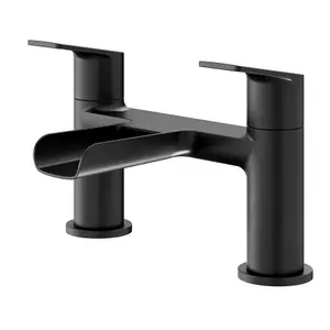 GoodHome Ajeeta Matt Black Deck-mounted Manual Single Bath Filler Tap