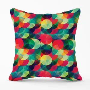 Colourful Grunge Circle Pattern Outdoor Cushion 45cm x 45cm