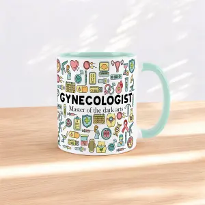 Gynecologist Mug - Humorous Healthcare Jobs Themed Novelty Gifts - Tea/Coffee Hot Drinks Mint Green Ceramic Cup Present