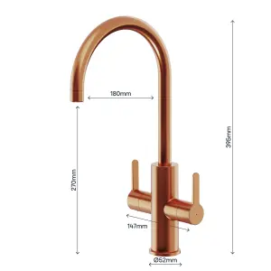 GoodHome Zanthe Copper effect Kitchen Twin lever Tap