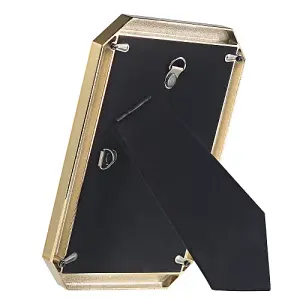 Modern Designer Black Gloss Epoxy 4x6 Picture Frame with Gold Plated Metal Trim