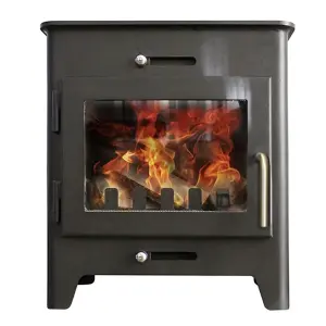 Metallic Black 5kw DEFRA Wood Burning Stove