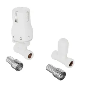 Rinse Bathrooms Straight Thermostatic Radiator Valve TRV + Lockshield 15mm White