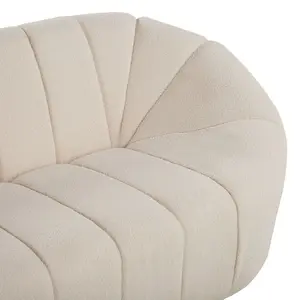 3 Seater Boucle Fabric Sofa White LOMMA