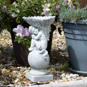 GardenKraft 10959 Angel & Shell Design Bird Bath