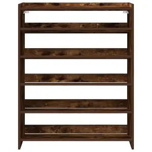 Berkfield Shoe Rack Smoked Oak 80x25x100 cm Engineered Wood