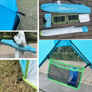 Blue Pop Up Family Beach Tent Sun Shade Camping Shelter 3-4 Person UPF50+ UV