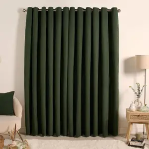 OHS Eyelet Blackout Pair Ready Made Curtains, Forest Green - 46" x 54