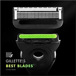 Gillette Labs Men's Razor + 1 Razor Blade Refill, With Exfoliating Bar, Includes Premium Magnetic Stand, Black & Gold Edition