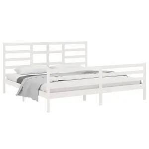 Berkfield Bed Frame White Solid Wood 200x200 cm