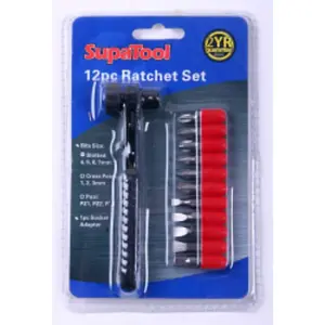 SupaTool Ratchet Screwdriver Set (Pack of 12) Black/Red (One Size)