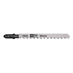 Sealey 100mm 10TPI Hard Wood Jigsaw Blade Downward Cut - Pack of 5 SJBT101BR