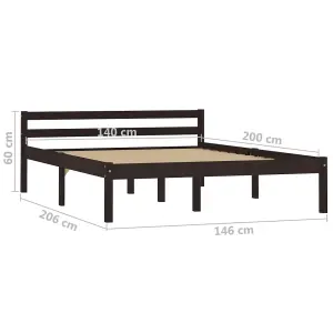 Berkfield Bed Frame Dark Brown Solid Pine Wood 140x200 cm