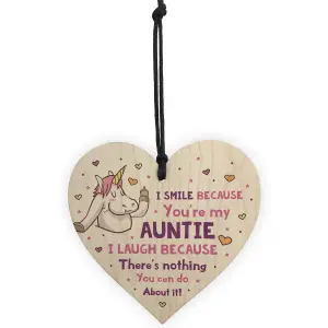 Funny Rude Auntie Gift Wooden Heart Auntie Sister Gift For Birthday Christmas Keepsake Gift