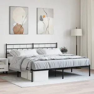 Berkfield Metal Bed Frame with Headboard Black 183x213 cm